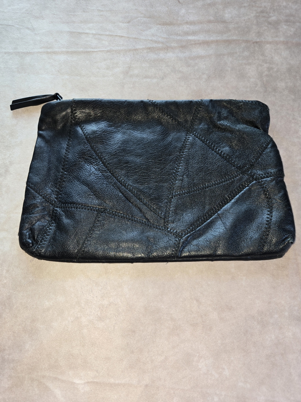Retro Black Leather Clutch